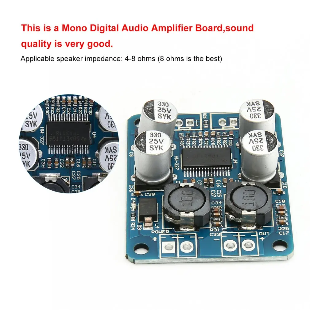 TPA3118 PBTL 60 Вт моно цифровой аудио усилитель плата AMP Чип модуля 4-8 Ом заменить TPA3110 для Arduino DC8-24V 1X60 Вт