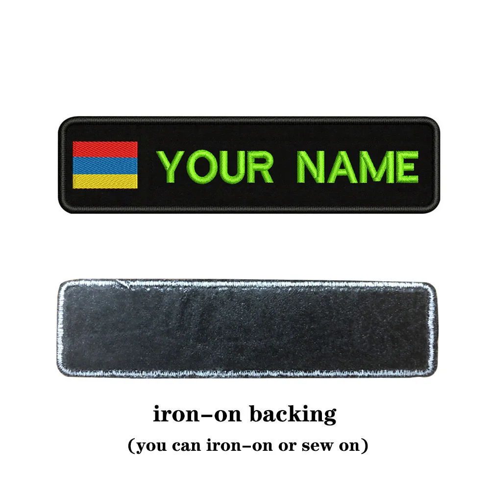 light green-iron on Вышивка На Заказ Флаг РА имя или заплатка с текстом 10 см* 2,5 см значок Утюг на или липучке Подложка для одежды брюки рюкзак шляпа - Цвет: light green-iron on