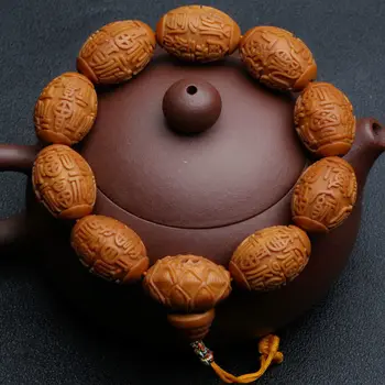 

Olive Nut Carving Good Fortune (Fu)Tibetan Buddhism Bracelet