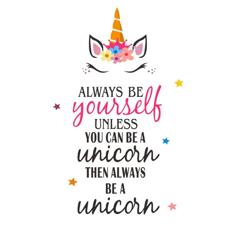 Cute pink Golden dot unicorn wall sticker living room bedroom wall decoration stickers for kids rooms
