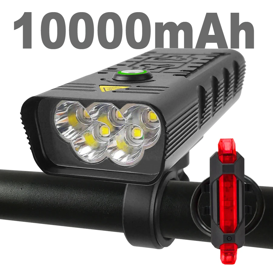 10000Mah Fiets Licht Usb Oplaadbare 3000 Lumen Fiets Koplamp 5T6 Led Super  Heldere Zaklamp Koplampen En Back Rear licht|Bicycle Light| - AliExpress