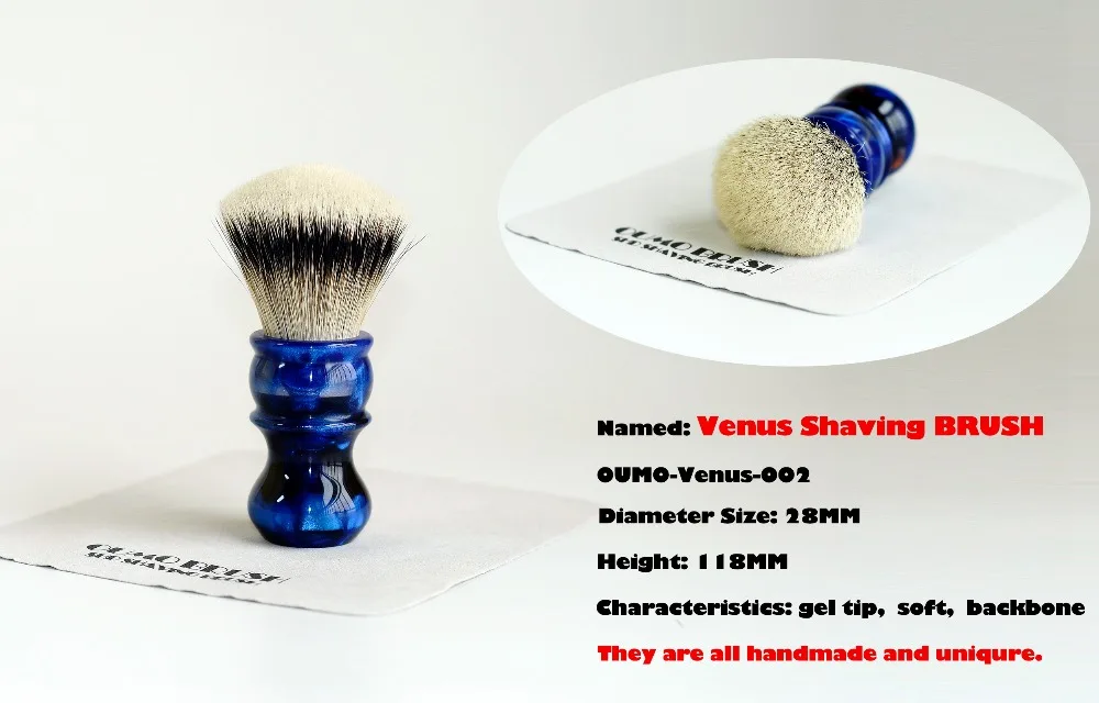 OUMO Brass-.11.29 обновленные кисти для бритья Venus с шелковыми SHD HMW silvertip узлами