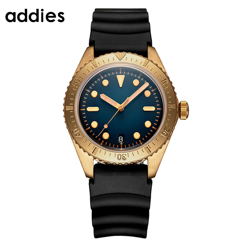 

ADDIES Movement Vintage Bronze Automatic Mechanical Men Watch Bronze Bezel Retro 200m Waterproof Luminous Wristwatch Relojes