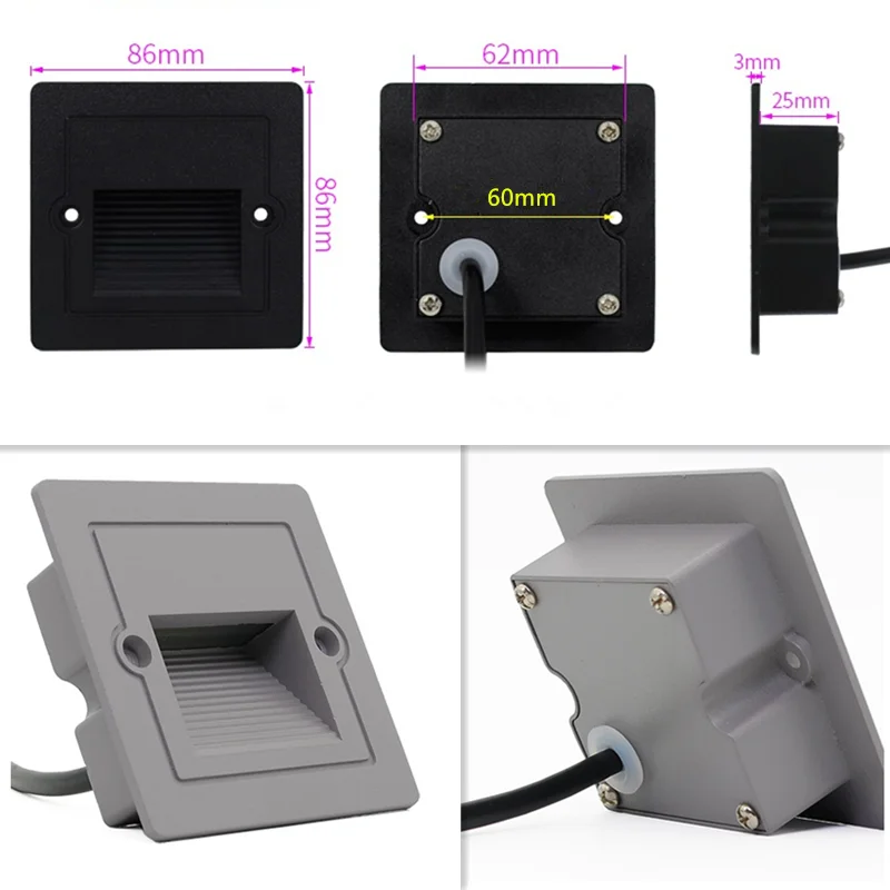 PIR sensor Motion Detector Intelligent Wall Lamp 3W Led Footlight Embedded Corner Lamp Outdoor Step Stair Lights Waterproof IP65 4