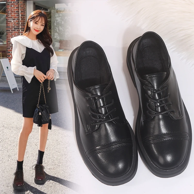 Women Casual Woman Platform Shoes Autumn Oxfords Women's Modis Shallow Mouth Round Toe Flats British Style All-Match Fall