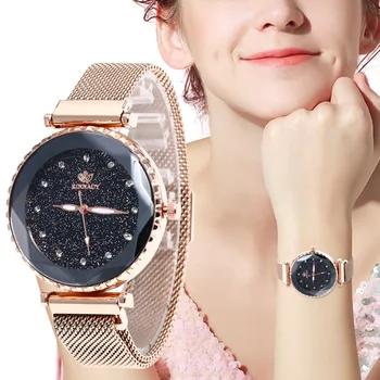 

WJ-7869 Hot Sale Rose Gold Watch Bracelet Magnetic Watches Ladies Luxury Diamond Wrist Watch Dress Starry Sky Watches relogio