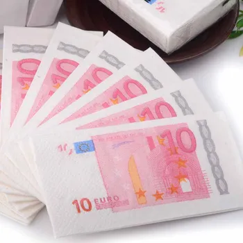 

10pcs 10 euro Handy Pocket napkin paper toilet tissue coffee hotel event birthday party decoration supply