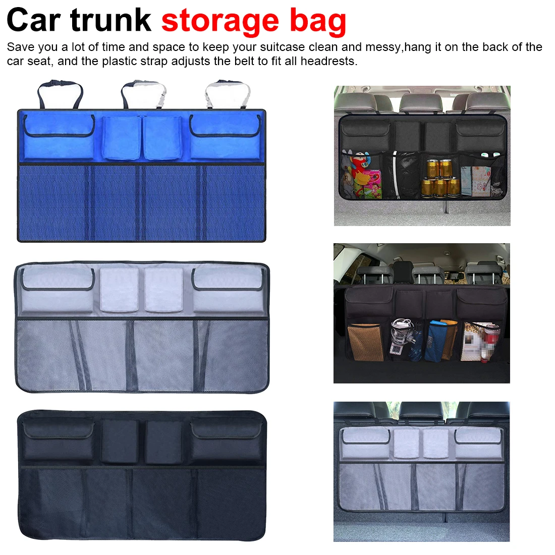 

Car Trunk Storage Bag Organizer Car Rear Seat Back Storage Bag Auto Cargo Storage Mesh Holder Car Accessories Auto Stowing Tidy