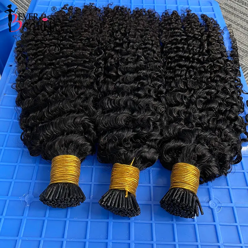 3B 3C Kinky Curly I Tip Microlinks Human Hair Extensions Brazilian Virgin Hair Weave Bundles F Tip Extensions Bulk