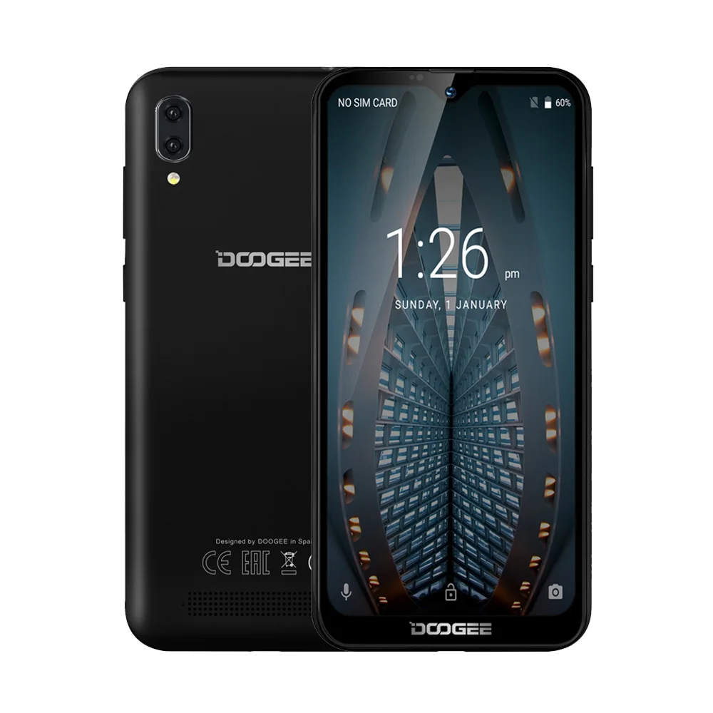 DOOGEE X90 6,1 ''19:9 экран капли воды смартфон четырехъядерный 1 Гб+ 16 Гб 3400 мАч две sim-карты 8MP+ 5MP WCDMA Android Go мобильный телефон - Цвет: Черный