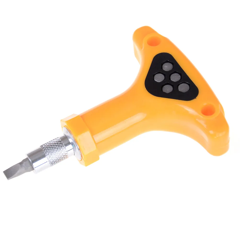 6 in 1 T Handle Anti-slip Ratchet Screwdriver Bits Tool Set Hex Slotted  Phillips Screwdriver Kit Hardware Tools