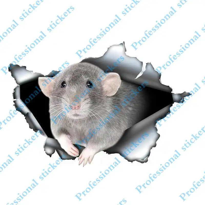 

Funny 13cm X 8.9cm Gray Dumbo Rat Car Sticker Torn Metal Decal Reflective Stickers Pet Decals Window Car Bumper Decoration