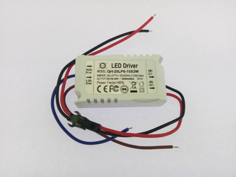 6-10x3w с драйвером постоянного тока для светодиода DC18-34V 650ma 6x3w 8x3w 9x3w 10x3w 20W 30w