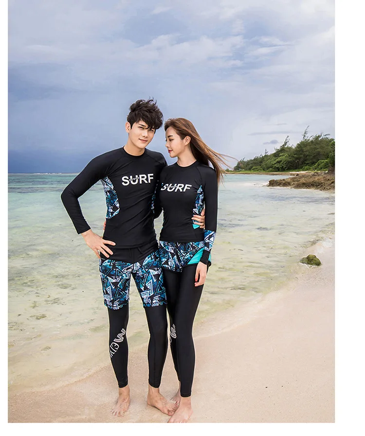 Пара rashguards одежда для плавания женский сексуальный бикини женский цельный купальник Серфинг Рашгард женский раздельный длинный рукав сушка