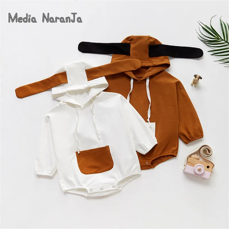 

2019 autumn new Korean style baby long ears rabbit onesies baby climbing clothes warm bodysuit