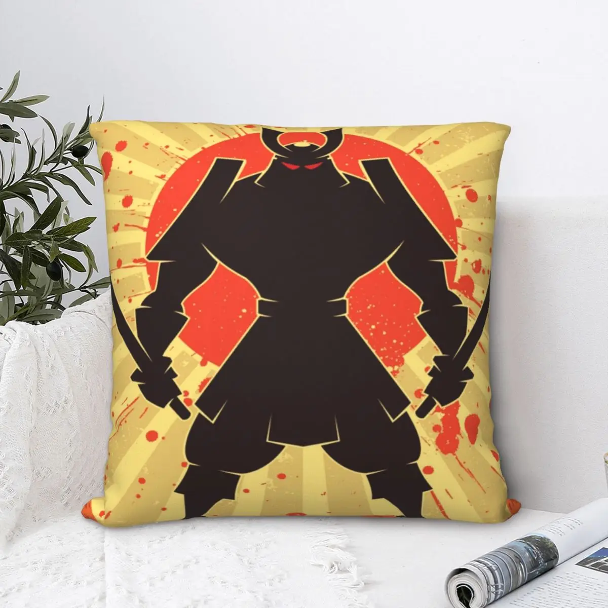 

Квадратный чехол для подушки Shadow Samurai, наволочка для подушки, забавный домашний декоративный чехол из полиэстера для диванной подушки, скан...
