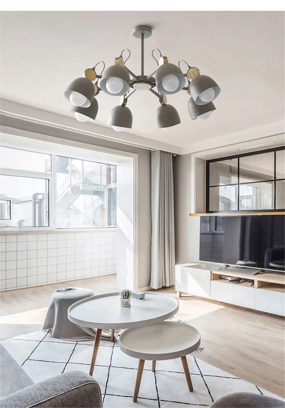 Lustres de Madeira Nordic Designer Colorido Macaron Arte Decoração Lustre Iluminação Sala Estar Cozinha Quarto Luminárias Led 8 Nordic designer colorido led lustres de madeira