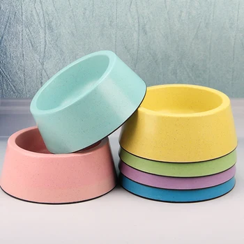 

Dog Cat Single Bowl Candy Color Pet Feeders Feeding Water Bowl Anti-overturning Natural Bamboo Fiber Eco-friendly Cats Food Dish