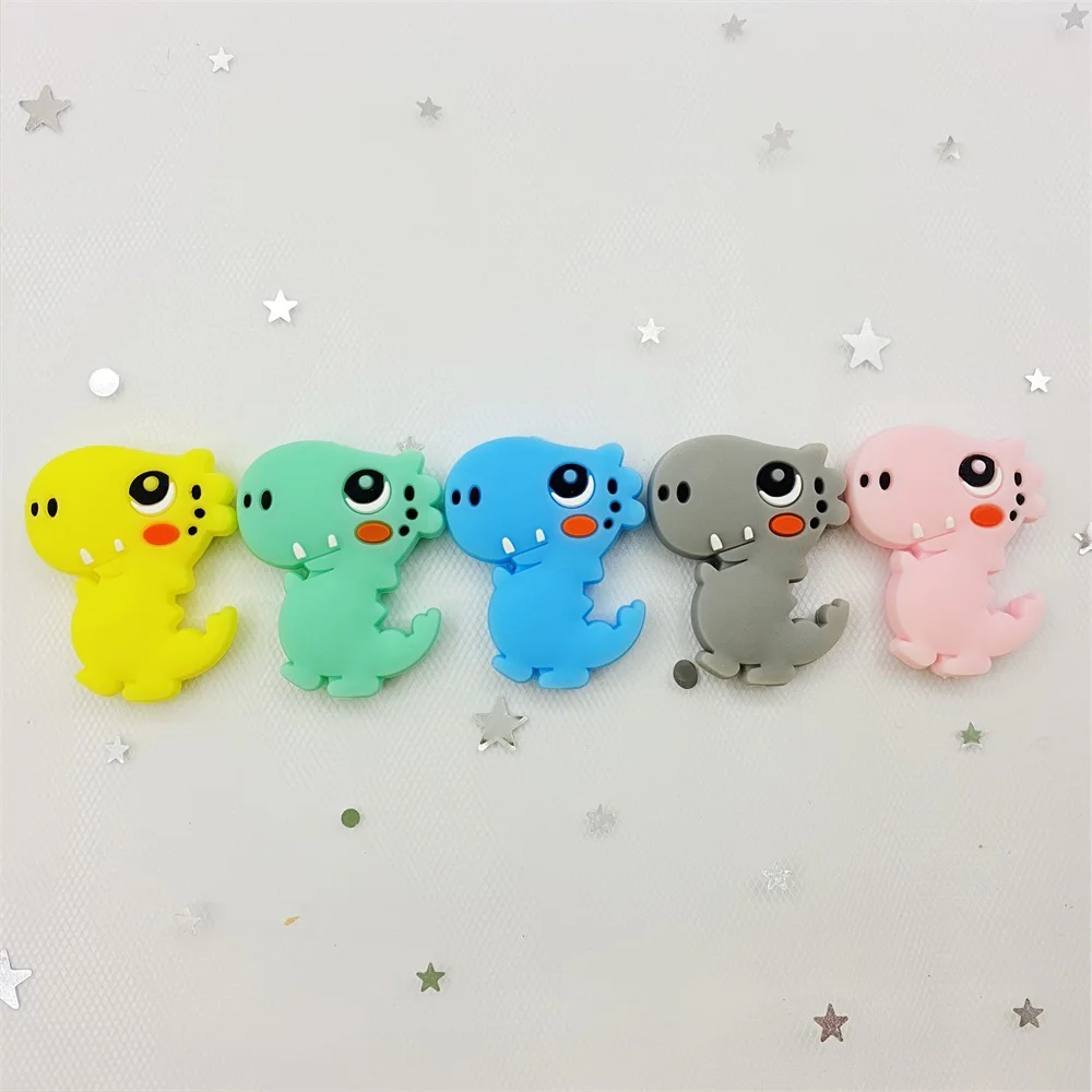 5pcs  Teething 장난감 미니 양 곰 개 코끼리 오리 꽃 실리콘 구슬 식품 학년 Teether DIY Pacifier 체인 아이 선물