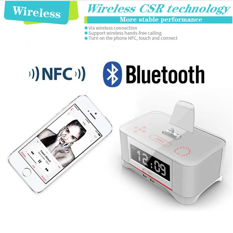 A8 lcd цифровой fm-радио будильник NFC bluetooth динамик пульт дистанционного управления для iphone 6 7 8 X для iphone 6s 7 8 plus для samsung