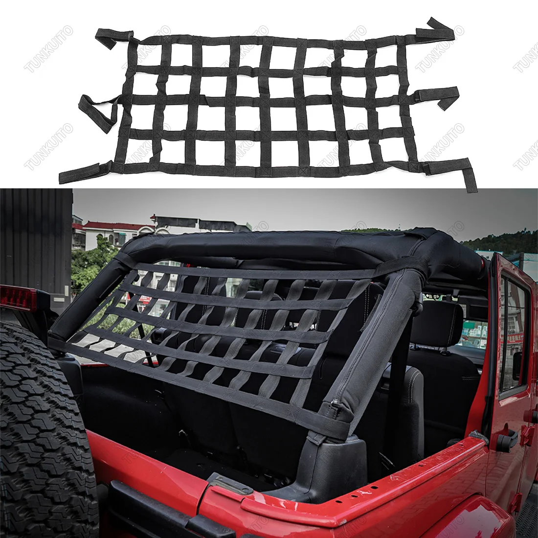 Сетка грузовая, авто сеть для крыши гамак для W rangler YJ TJ JK JKU JL JLU 1987- подходит Jee p Cargo Net для JK TJ1997