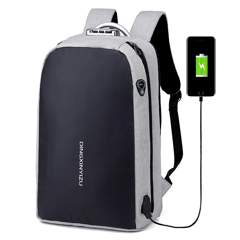 

Backpack Men New Style USB Charging Backpack Students Computer Bag Business Travel Large Capacity Waterproof Password Lock