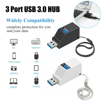 

3-Port USB 3.0 Hub Portable Data USB Splitter NOT FOR CHARGING for PC Laptop Keyboard Accessories