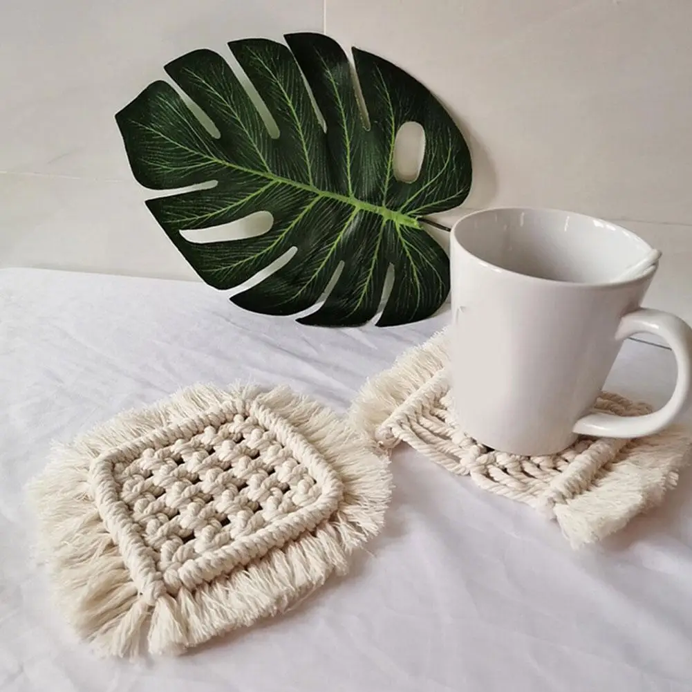 

Bohemian Cup Mat Heart Shape Tablecloth DIY Placemat Non-slip Insulation Table Protector Pad Kitchen Accessories For Coffee Shop