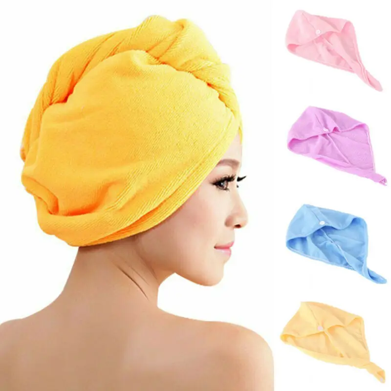 Microfiber Bathing Quick Dry Hair Cap Turban Wrap Hair-drying Towel Caps 