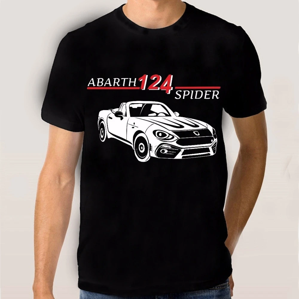 Maglia Auto Abarth 124 человек-паук Maglietta автомобиль Спорт Родстер Мужская футболка