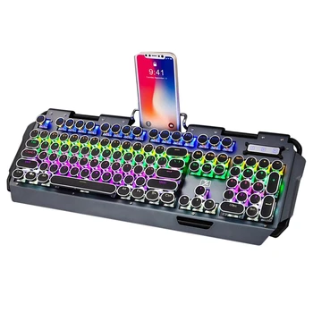 

Backlit Gaming Keyboard Mechanical Keyboard Retro Punk Wired Gaming Keyboard Multiple Light Effect for PC Laptop Computer Black