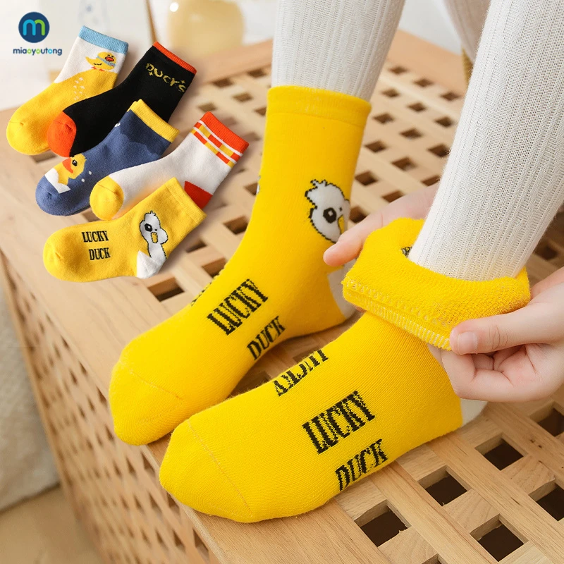 5 Pairs Toddler Thermal Kids Cotton Socks For Boys Winter Short Warm Soft Girls Thick Terry Children Snow Socks