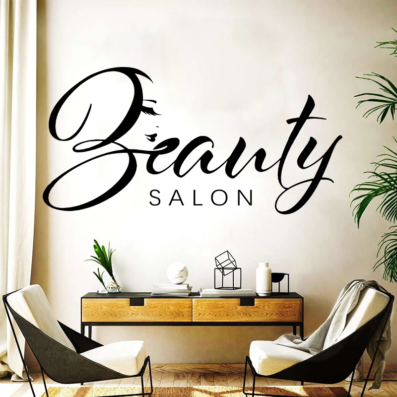 Large Beauty Salon Girl Wall Sticker Makeup Nail Manicure Spa Beauty Salon Shop Wall Decal Bar Home Decor