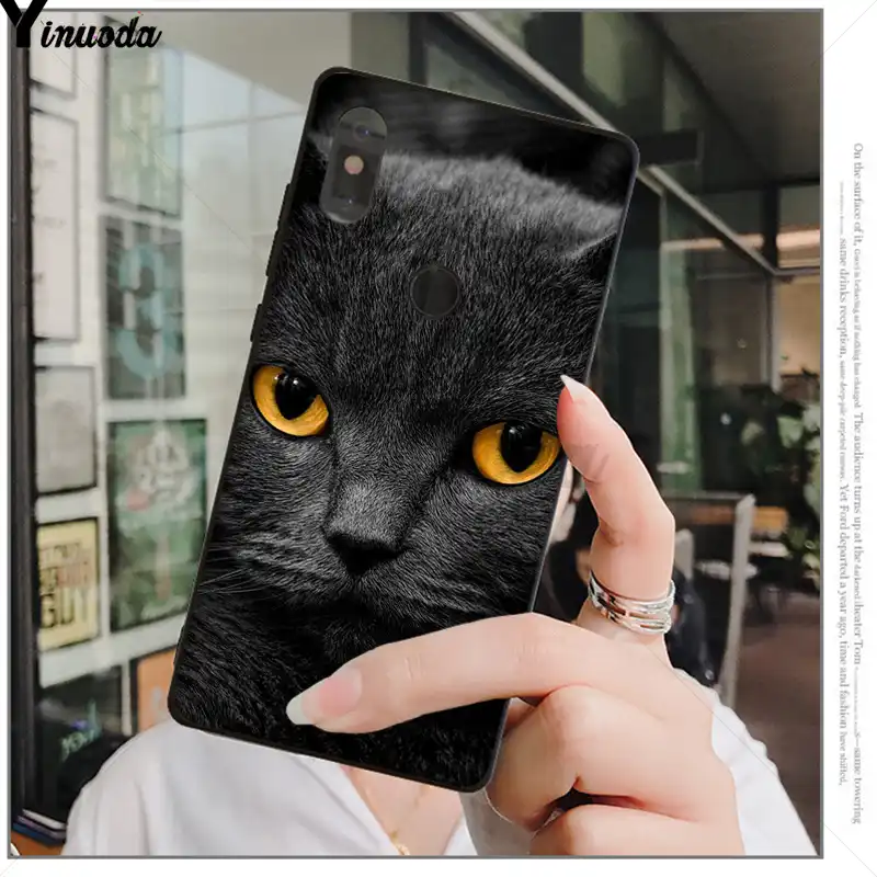 Yinuoda British Shorthair Cat Tpu Soft Silicone Black Phone Case