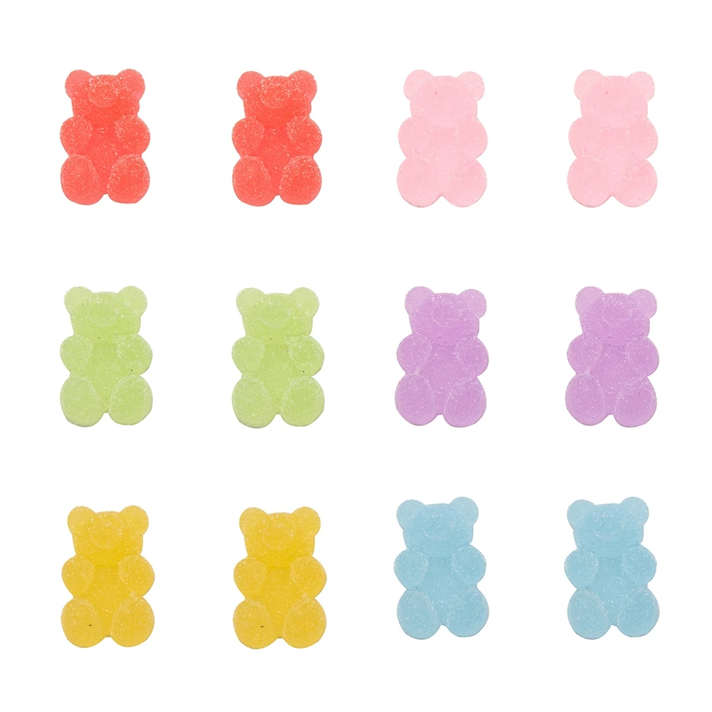 

50Pcs Opaque Flatback Resin Cabochons Imitation Food Little Bear Jelly Slime Charms For Scrapbooking Hairpins Jewelry Making