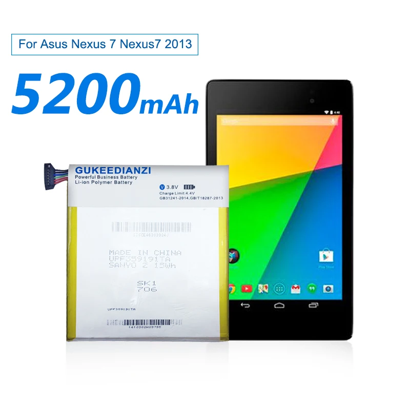 GUKEEDIANZI 5200 мАч C11P1303 сменная батарея для Asus Google Nexus 7 2013 ME571 ME57K ME57KL K009 K008+ Nexus7 внешний аккумулятор