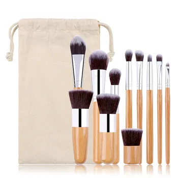 

11Pcs Bamboo Handle Makeup Brushes Set Powder Eyebrow Eyeshadow Eyelash Lip Make up Brush with Bag Cosmetic Pincel Maquiagem
