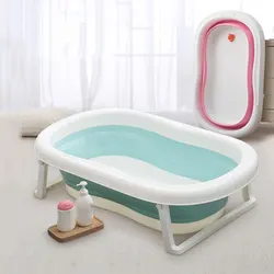 Easy Folding Baby Bath Tub Foldable Baby Shower Tubs With Non-slip Cushion Eco-friendly Newborn Bathtub Adjustable Kids Bathtub