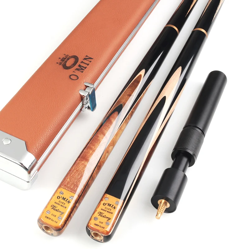 

2020 Omin Victory series 3/4 Snooker Cue 9.8mm tip ash wood shaft brass joint solid wood butt with extension Billiards stick cue