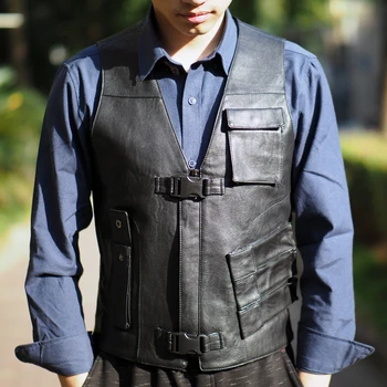 

New Arrival Game Vest Men High Quality Loose Black PU Vest Male Cosplay Jackets Plus Size Slim Fit Vests Tops