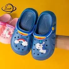 4-15y Kids Mules & Clogs Summer Boy Girl Sandals Cartoons Outdoor Non-Slip Comfortable Beach Slippers Children Garden Shoes Hy19