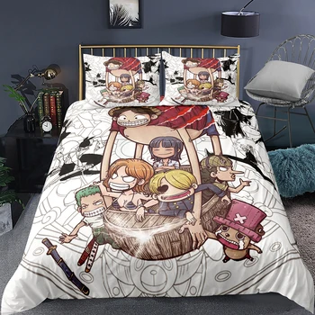 

Comic One Piece Theme Bedding Set Bedroom Decor Microfiber Kids Boys Gift 1PC Duvet Cover with Pillowcases No Comforter