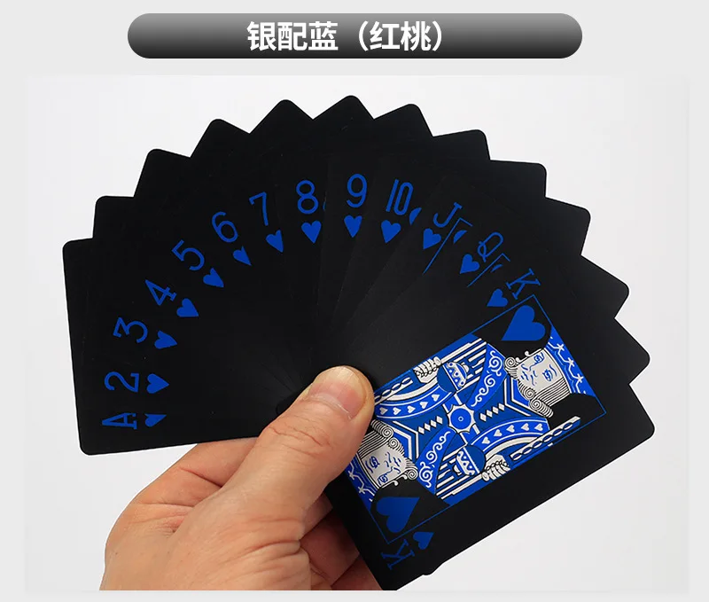 Waterproof PVC Plastic Playing Cards Set Trend 54pcs Deck Poker Classic Magic Tricks Tool Pure Color Black Magic Box-packed Hot
