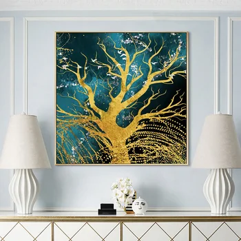 

Nordic Posters Scandinavian Golden Forest Landscape Picture Wall Art Canvas Painting Modern Home Decoration Living Room Decor