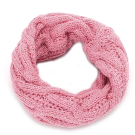 Зимний детский вязаный шарф для маленьких мальчиков и девочек, круглый шарф, шарфы 517D - Цвет: Розовый