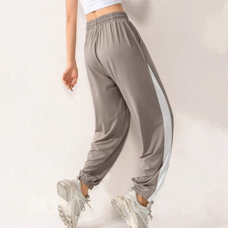 Women Jogger Pant Hit Color Wide Leg 
