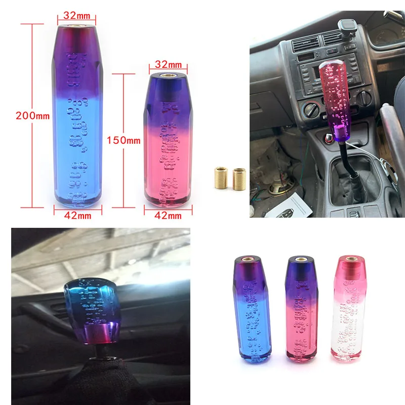 Car Manual Shift Knob Gear Shifter Head Stick Crystal Transparent Bubble Purple Blue Throw 15CM 20CM | Автомобили и мотоциклы