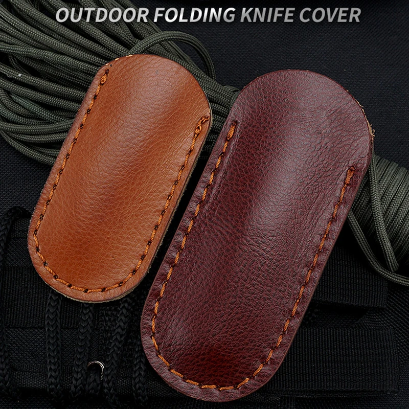 EDCOutdoorFoldingKnifeCoverLeatherHandmadePortableProtective