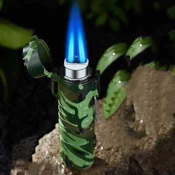 

Double Torch Jet Butane Gas Lighter Double Arc Lihgter Deep Waterproof Windproof Outdoor Survival USB Lighter Gadgets For Men