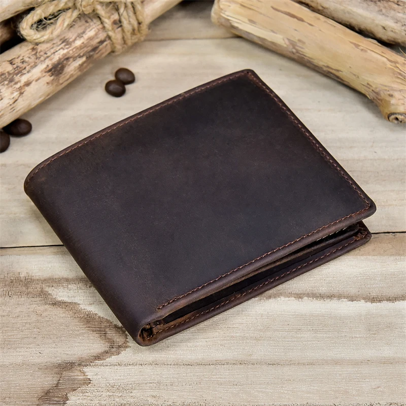Newsbirds men wallet genuine leather soft short purse crazy horse leather male wallets vintage card holders for men hot